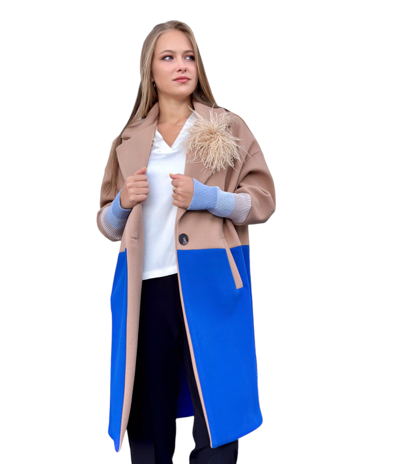 Maryley camel/ blue royal jacket