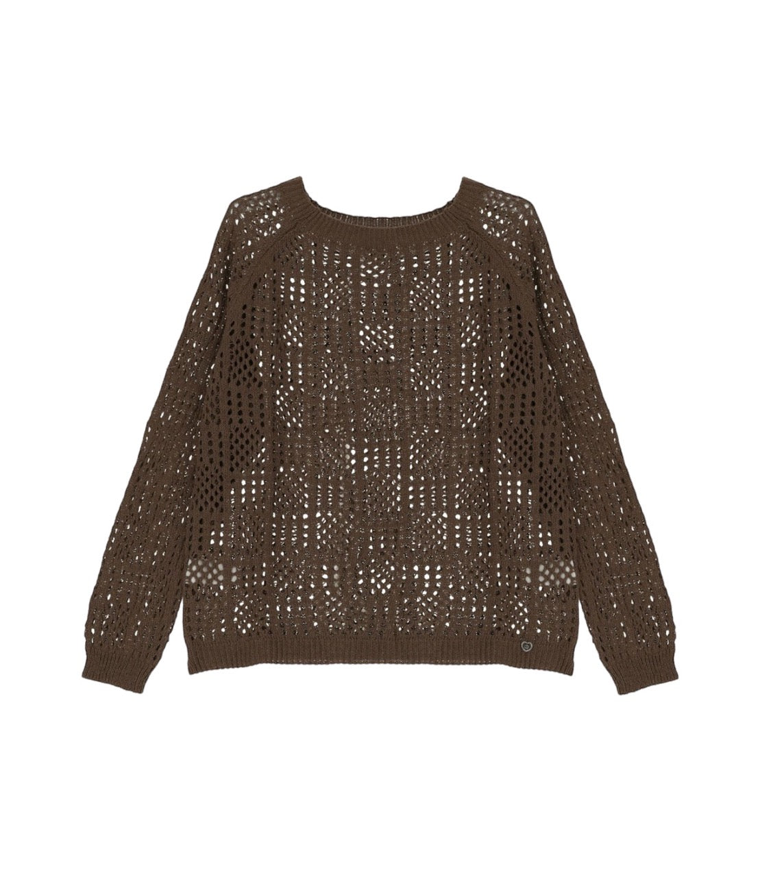 Please cocoa perforated knit pullover
