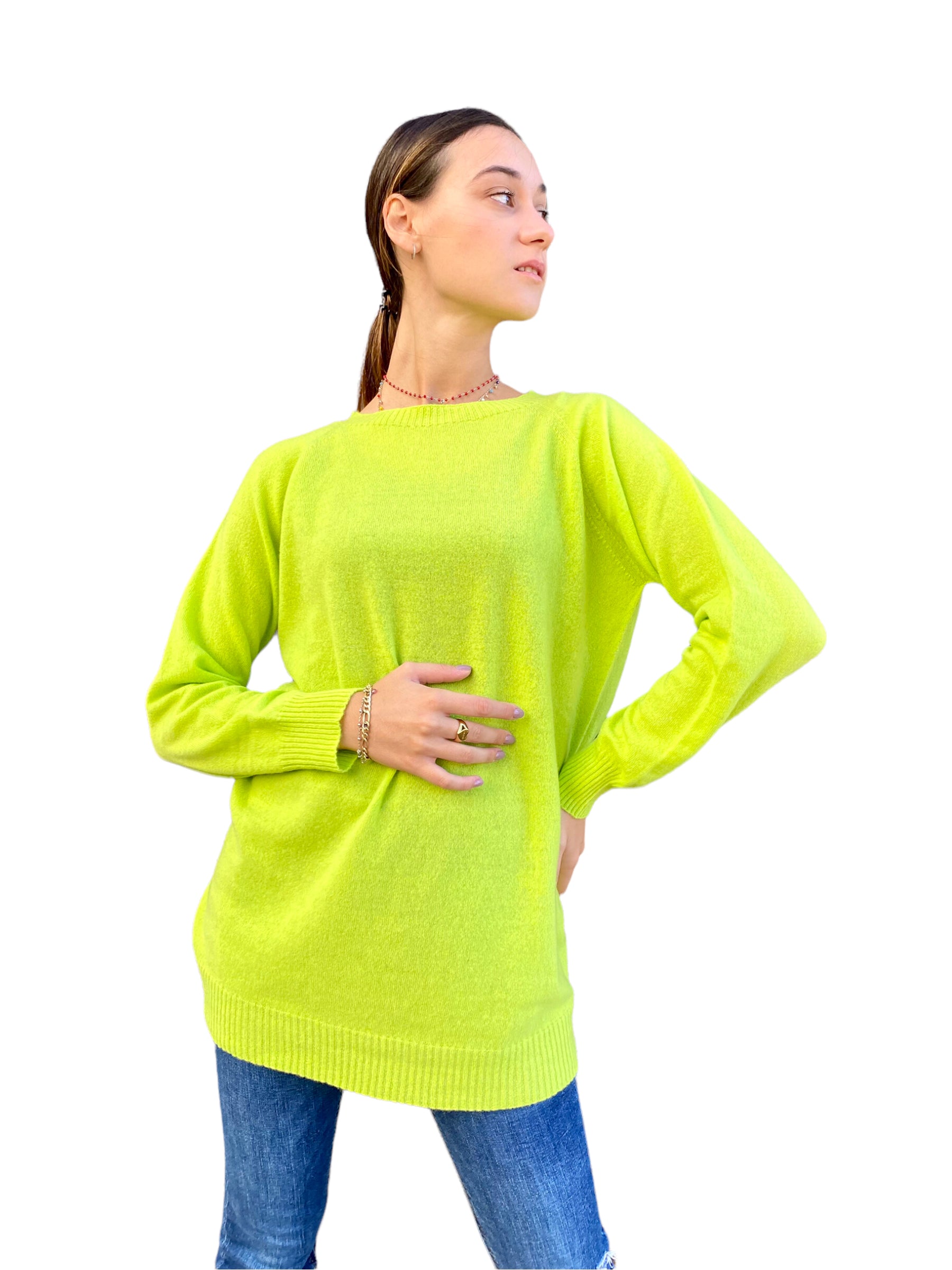 Vicolo long lime pullover