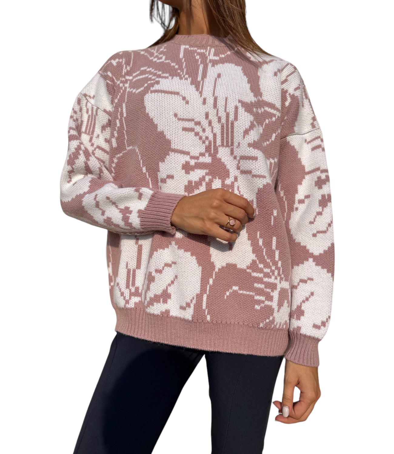 Vicolo pink flower pullover
